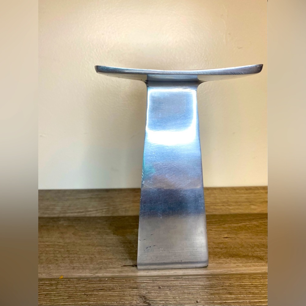 MCM Vintage Silver Aluminum Chunky Candlestick